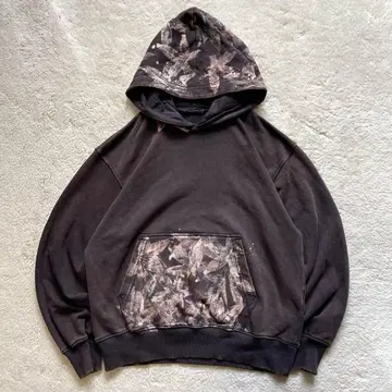 빈티지 리메이크 구제 의류 페이드감 리얼 리프 블리치 올 패턴 후드티