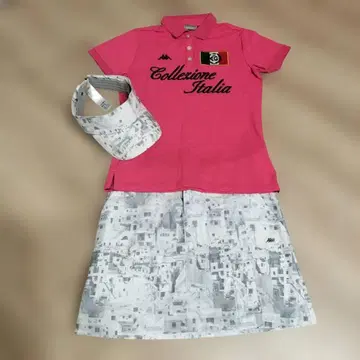 카파 여성용 피케 셔츠 스커트 선바이저 세트 S사이즈