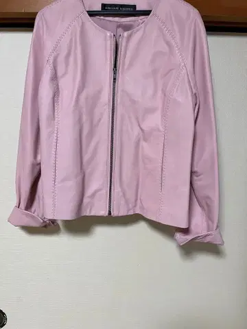 핑크 가죽 숏 자켓 천연 가죽