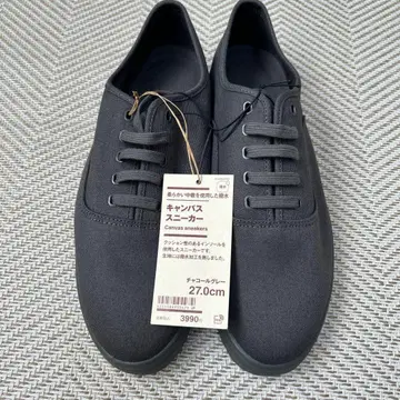 [ 새상품 ] 무인양품 발수 캔버스 스니커즈 차콜 그레이 27.0cm