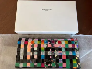 츠모리치사토 가죽 지갑 메쉬 장지갑 블랙