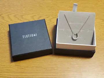 TSUTSUMI 말굽형 K10 WG 다이아몬드 쁘띠 목걸이