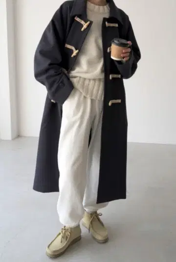 CANAL JEAN 보나페티 멜톤 더플 코트 네이비