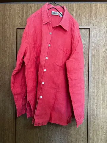 Chico's Design 무지 린넨 긴팔 셔츠 사이즈 2 핑크