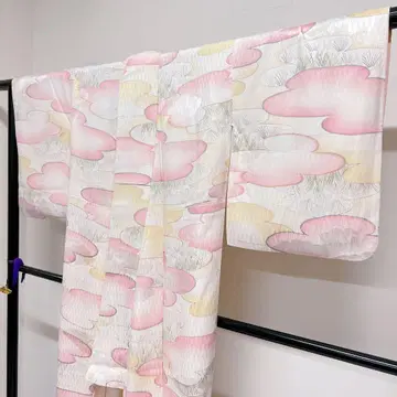 코몬 순수 실크 구름 지초 요로케지마지몬 구름지몬 기모노 065t