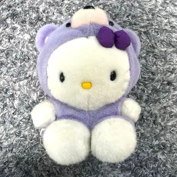 헬로키티 봉제 인형 곰 모자 라벤더 색상의 후드티 1999