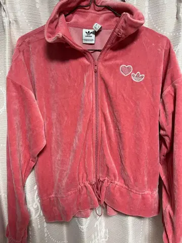 adidas 벨벳 후드티 M 핑크