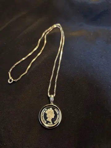 콕 아일랜드 2005년 50센트 은화 펜던트 실버 체인