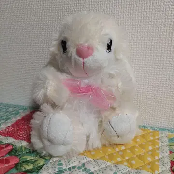 토끼 봉제 인형 핑크 리본 부착