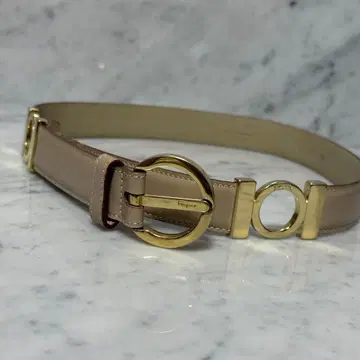 살바토레 페라가모 벨트 베이지 천연 가죽 가죽 골드 금