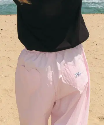 BACK HEART STITCH POCKET BANDING PANTS