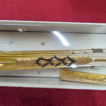 새상품급 허리띠 고마이구미 화살 깃털 패턴 옐로우 컬러