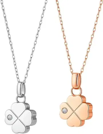 유골 펜던트 네잎 클로버 로즈 골드