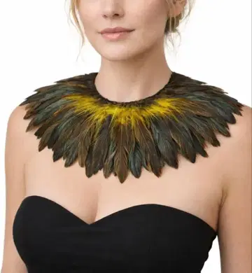 Plan C 페더 칼라 목걸이 깃털 탈착식 옷깃 이태리제
