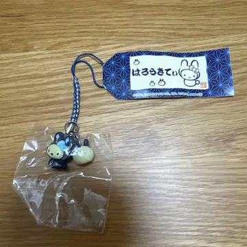 헬로키티 일본풍 패턴 토끼키티 네이비 나염 페어 스트랩