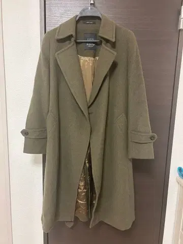 SANYO 올리브색 체스터 코트 허리 벨트 포함