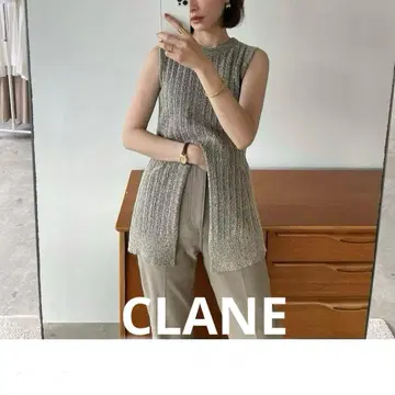 택 포함 CLANE 니트 상의 클라네 센터 슬릿 탱크탑