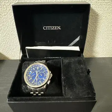 CITIZEN 크로노그래프 시계 블루 정품