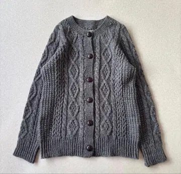[ 새상품급 ] FANEUIL 울 알파카 싸개 버튼 케이블 니트 가디건