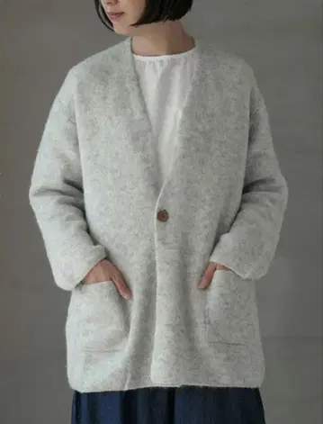 새상품급 Vlas blomme/브라스 브라 알파카 울 세미롱 가디건