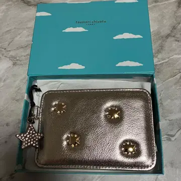 츠모리치사토 패스 케이스 가죽 카드 케이스 미니 지갑 핑크 골드 일본제