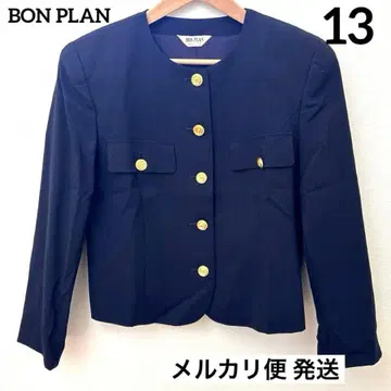 BON PLAN 네이비 노카라 자켓 골드 버튼 일본제 익명 배송