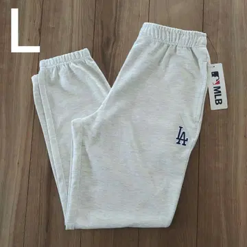 [ 새상품 ] MLB 다저스 LA 스웨트 팬츠 자수 로고 오트밀 L