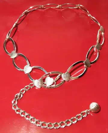 체인 벨트 빈티지 골드 하트 버블 쇼와 레트로