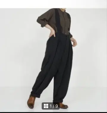 네스트로브 울 코튼 헤링본 살로펫 사루엘 팬츠 그레이