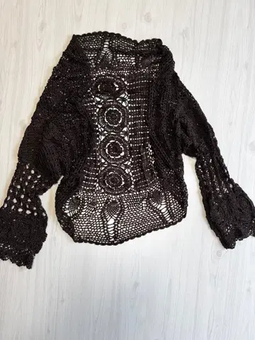 크로셰 뜨개질 레이스 볼레로 브라운 겉옷 가디건 포멀
