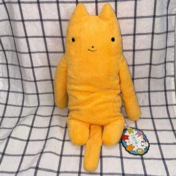 [ 새상품 ] 초레어 후모후모상 봉제 인형 L 고양이 노랑