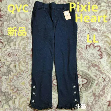 [ 새상품 ] QVC 픽시 하트 프릴&비쥬 속기모 니트 데님 팬츠 LL