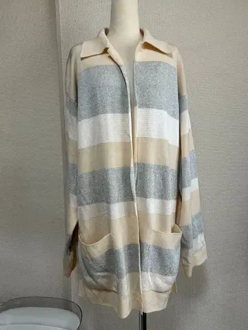 살바토레 페라가모 M 베이지 x 그레이 니트 자켓 7039