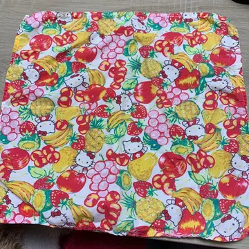 헬로키티 트로피컬 후르츠 패턴 런치 매트 천 원단 조각 산리오