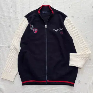 23구 골프 엠블럼 자수 니트 블루종 풀 집업 L 사이즈