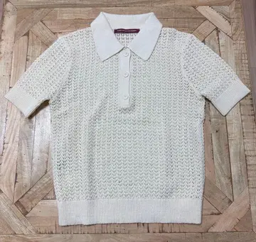 린넨코튼 오픈워크 폴로 스웨터
