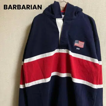 90s BARBARIAN 라거 셔츠 후드티 멀티 보더 USA