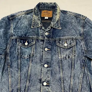 90' EDWIN 데님 트러커 재킷 케미컬 워시