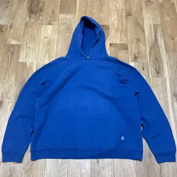 00s 러셀 무지 후드 맨투맨 네이비 페이드 빈티지