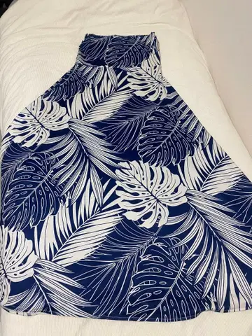 훌라 댄스 하와이안 드레스 무무 몬스테라 네이비