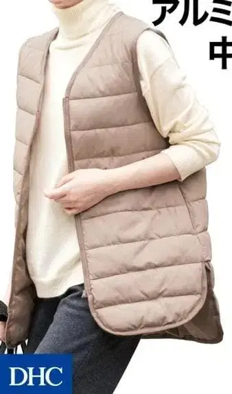 미사용 DHC 롱 기장 경량 솜 베스트 그레이지 완판템 정가 7370엔