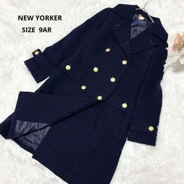 새상품급 뉴요커 롱 코트 골드 버튼 더블 버튼 울 100% M