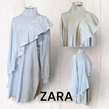 [컨디션 최상] ZARA 프릴 디자인 봄 원피스 /아이보리/하이넥/긴팔