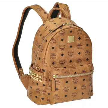 [ 브랜드 가방 ] MCM 스터드 장식 브라운 백팩