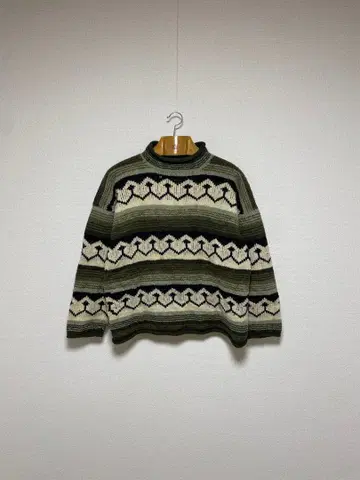 80s REY WEAR 에콰도르 니트 기하학 패턴 스웨터 굿 레귤러