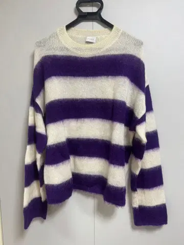 LITTLEBIG 오버 사이즈 니트 보라색과 화이트 스트라이프