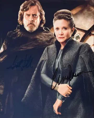 스타 워즈 마크 해밀 칼리 피셔 친필 사인 사진 A