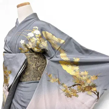 자개 세공 금채 단풍 모란 국화 구름 무늬 새싹 기모노 015b p