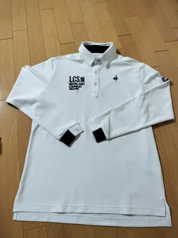 르꼬끄 자수 로고 긴팔 피케 셔츠 화이트