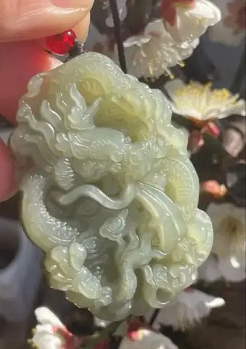천연 화전옥 드래곤 조각 펜던트 감정서 포함